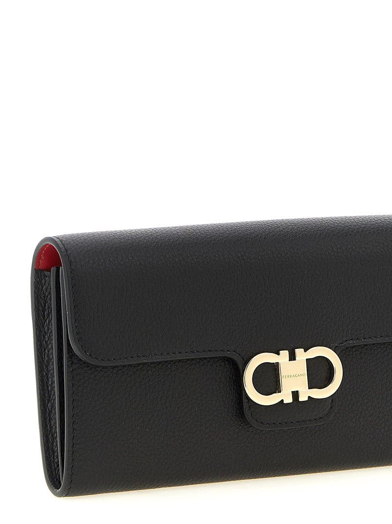 Ferragamo Gancini Wallet On Chain — Black