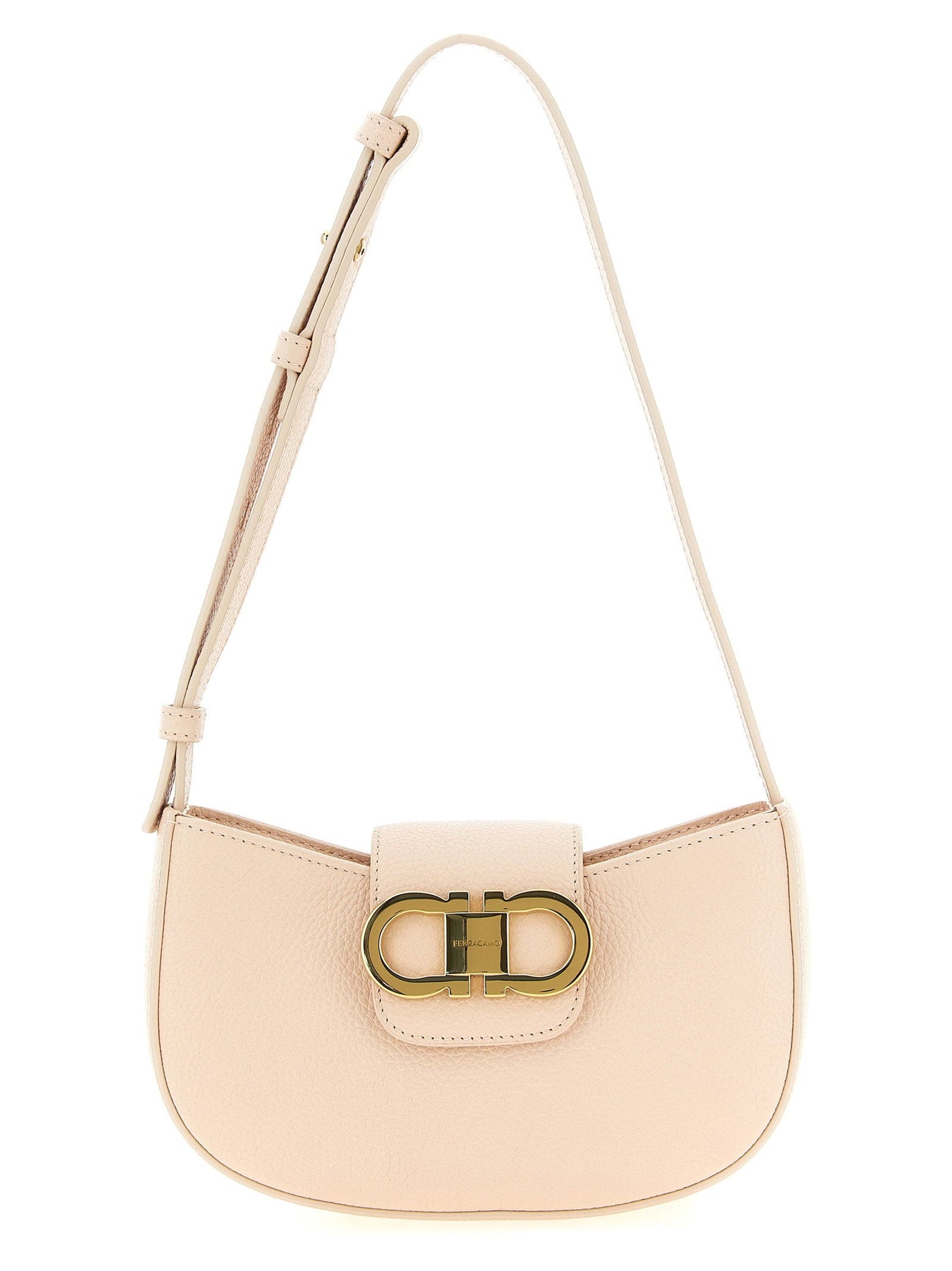 Ferragamo Gabry Shoulder Bag — Beige Hammered Leather