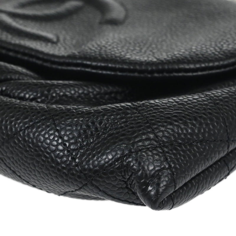 Chanel Timeless Half Moon Flap Caviar Black Leather Bag