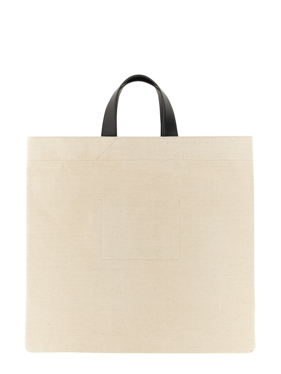 Jil Sander Cotton-Linen Blend Tote Bag — Beige Body: Cotton