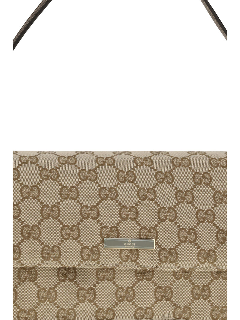 Gucci Gg-Monogram Canvas Shoulder Bag — Beige Polyester; Cotton; Polyamide