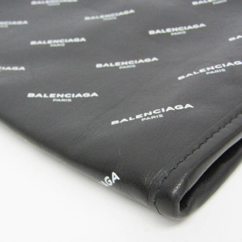 Balenciaga Logo Bazar Leather Black Bag