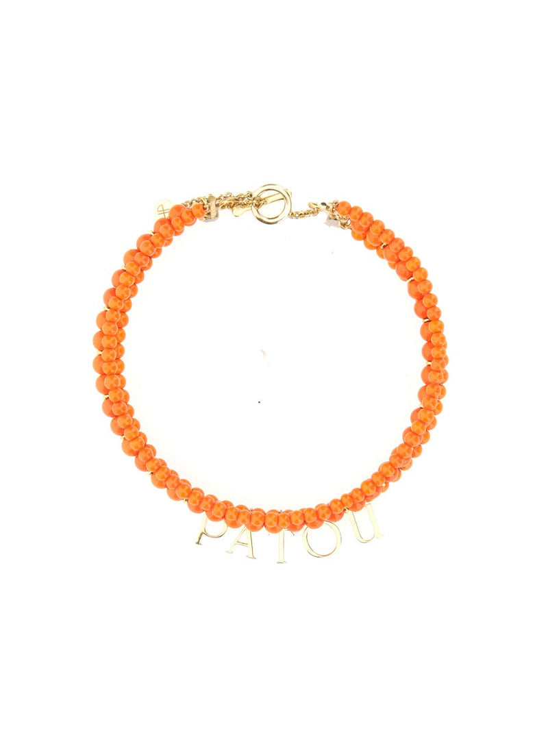 Patou Glass And Brass Bead Necklace — Orange Beads Necklaces