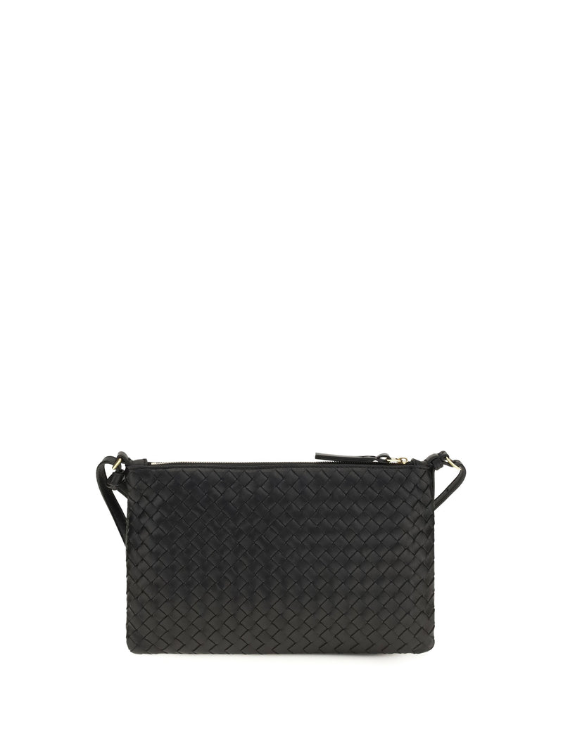 Bottega Veneta Intrecciato Shoulder Bag — Black Calf Leather