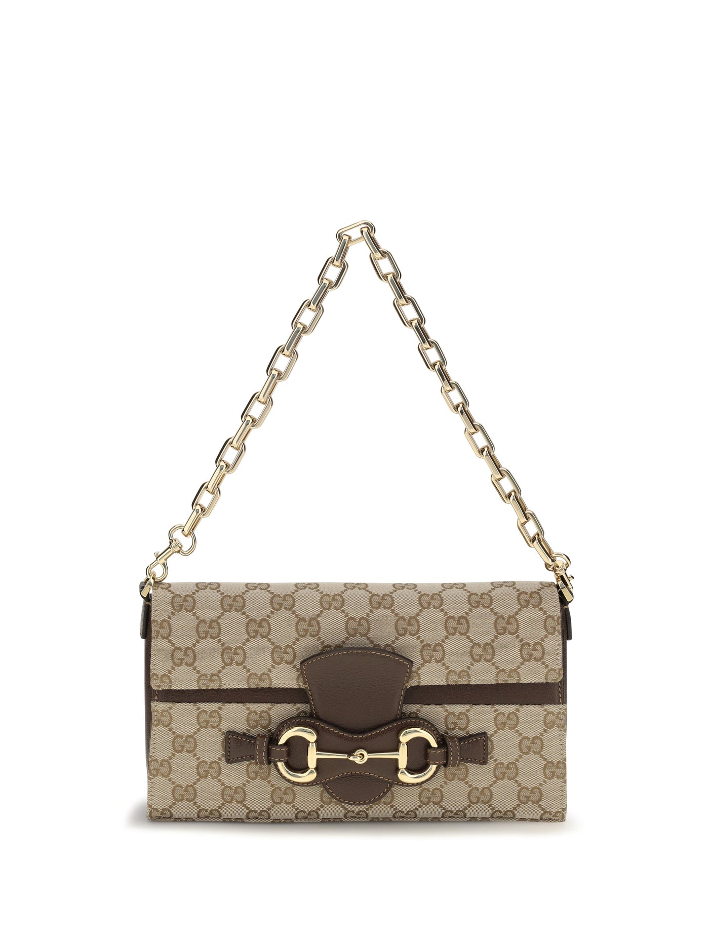 Gucci Horsebit Ristretto Shoulder Bag — Beige Fabric