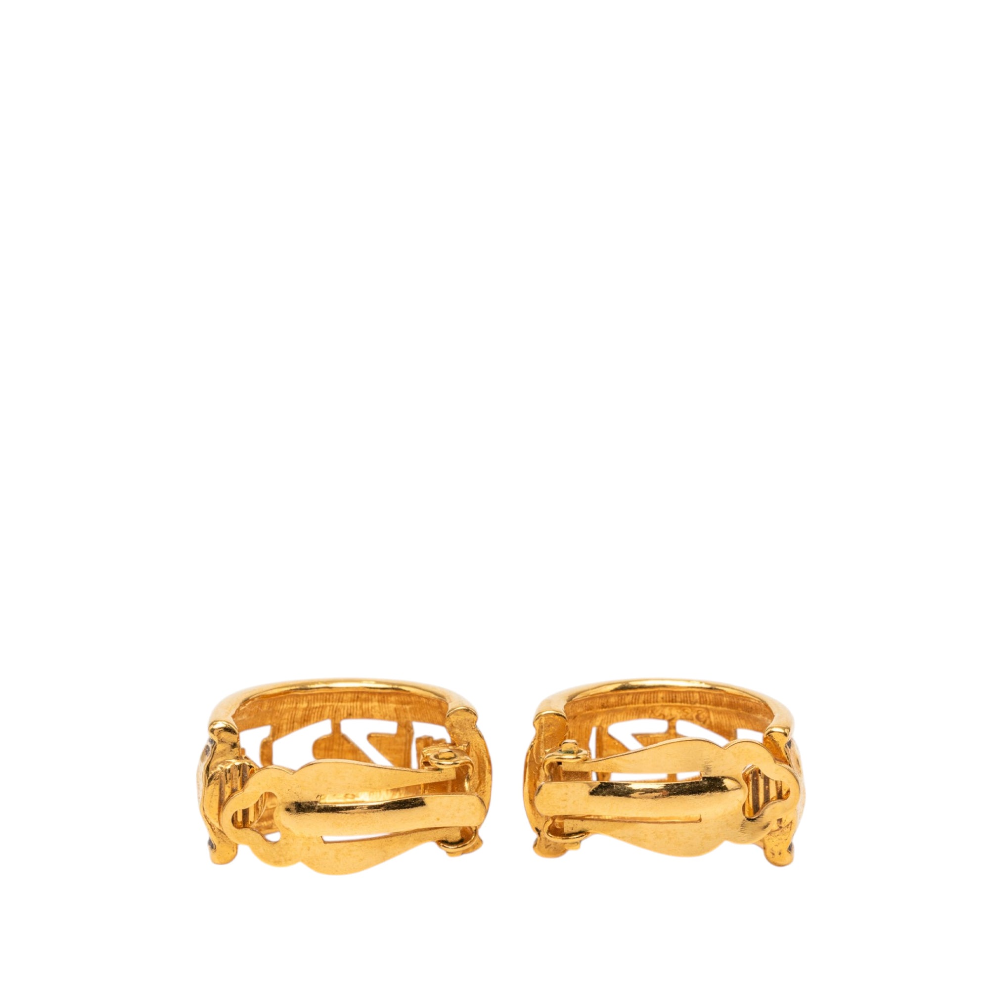 Gold Plated Logo Hoop Clip On Earrings - Image 2