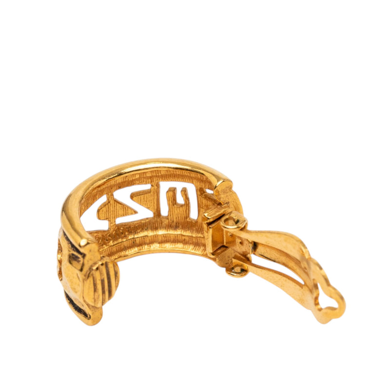Gold Plated Logo Hoop Clip On Earrings - Image 3
