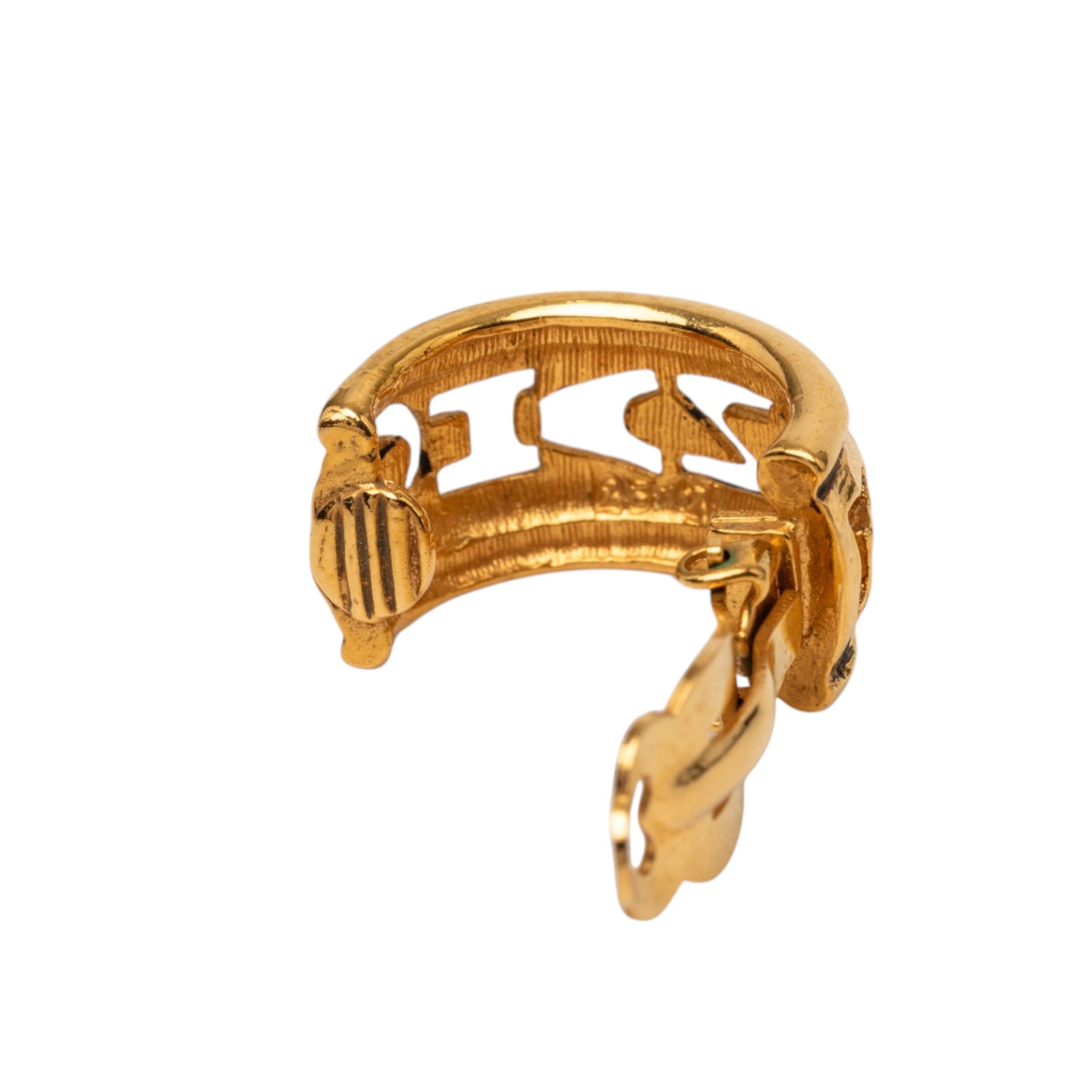 Gold Plated Logo Hoop Clip On Earrings - Image 4