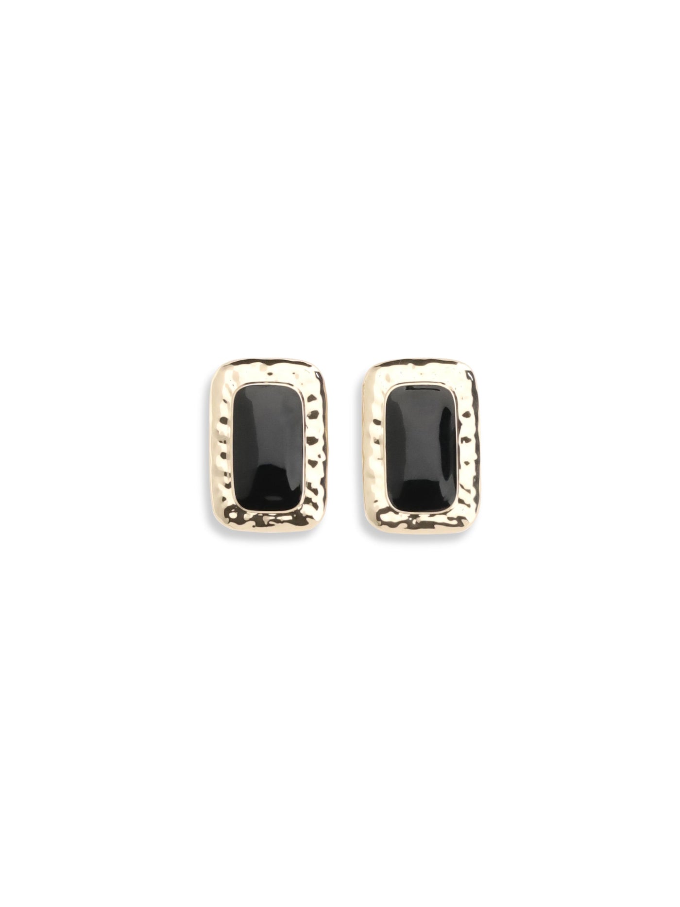 Self-Portrait Black Enamel Mottled Gold Earrings — Brass