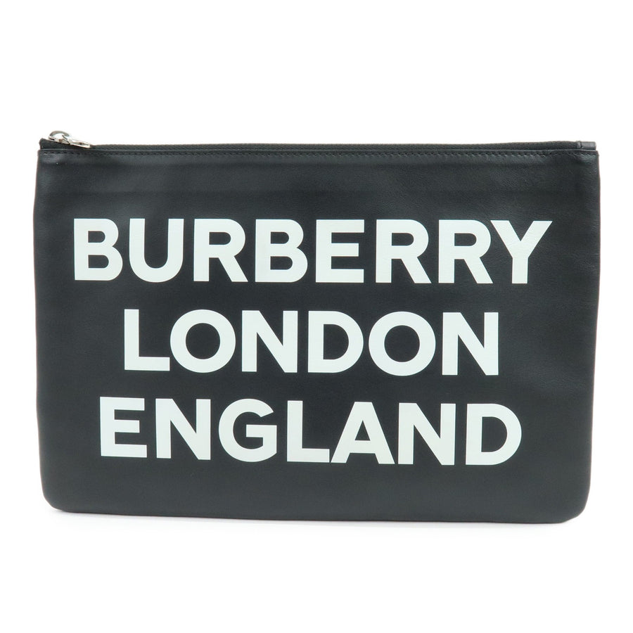 Burberry Logo Zip Printed Leather Black Bag