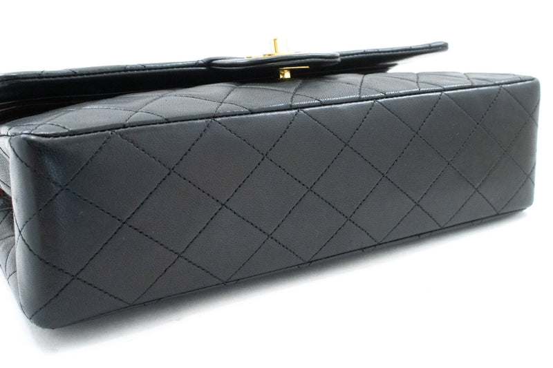Chanel Classic Timeless Double Flap Quilted Lambskin Black Leather Bag