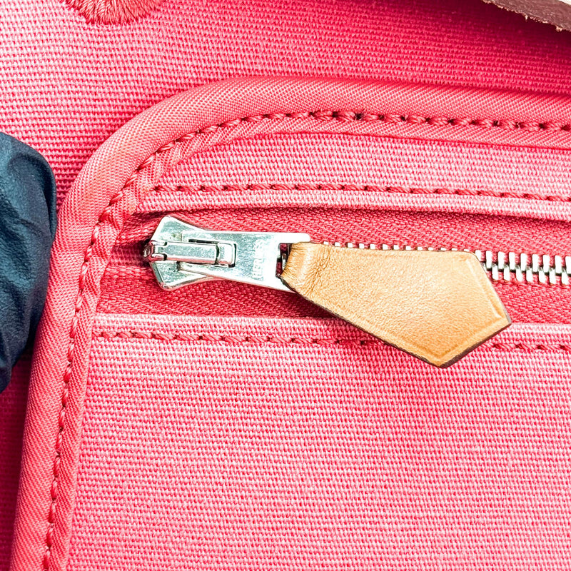 Hermes Herbag Toile And Leather Pink Canvas Bag