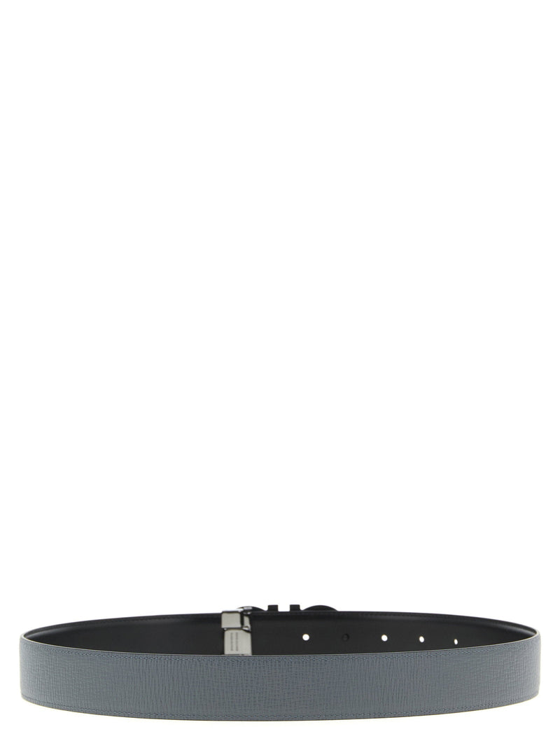 Ferragamo Gancini Belt — Grey Hammered Leather