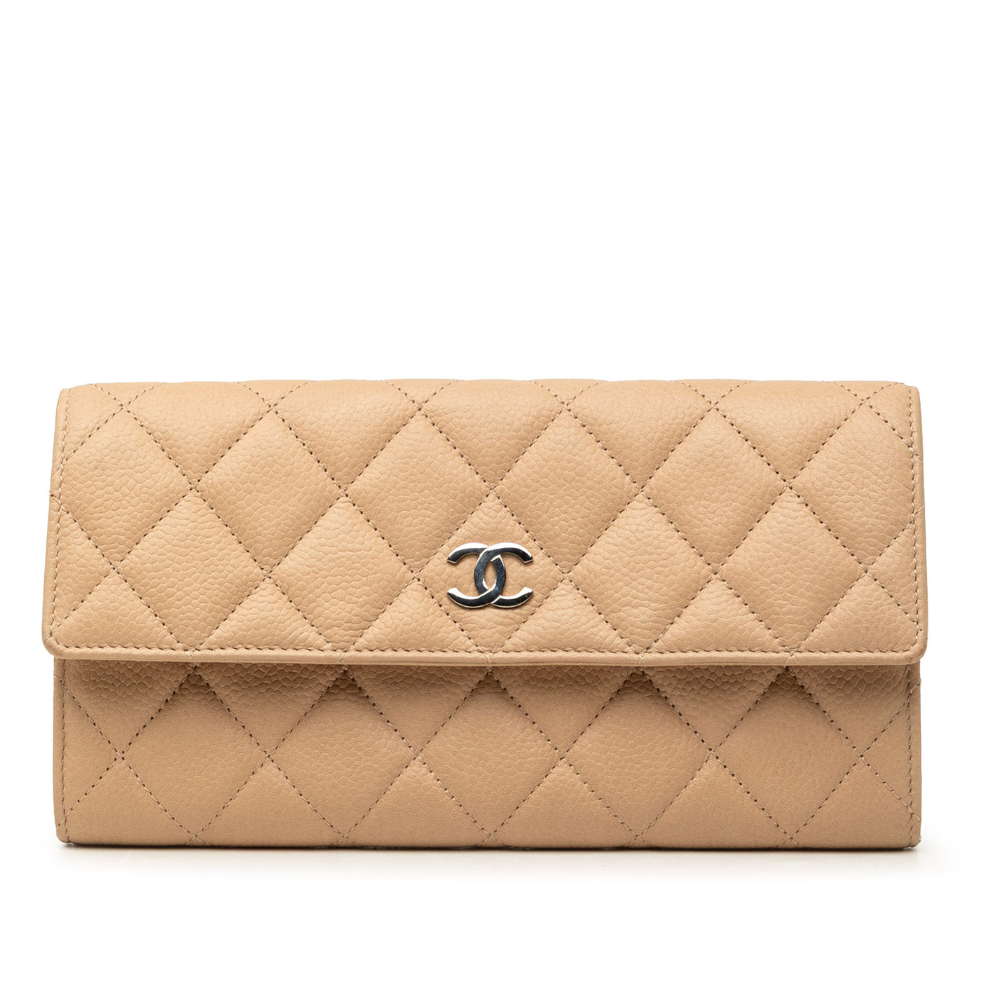 CC Quilted Caviar Gusset Flap Long Wallet - Image 1