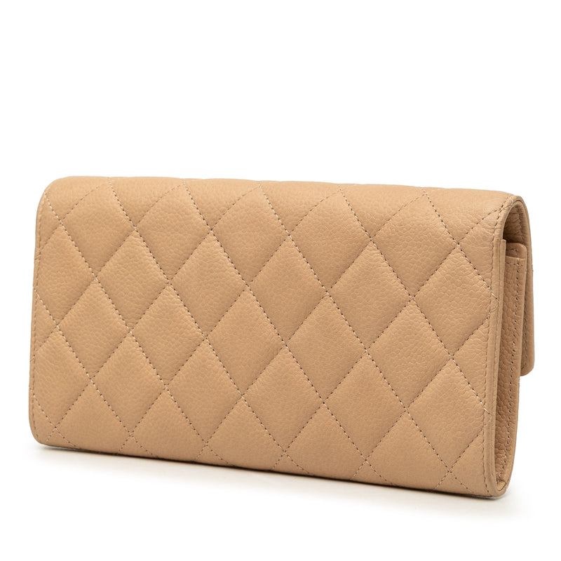 CC Quilted Caviar Gusset Flap Long Wallet - Image 2