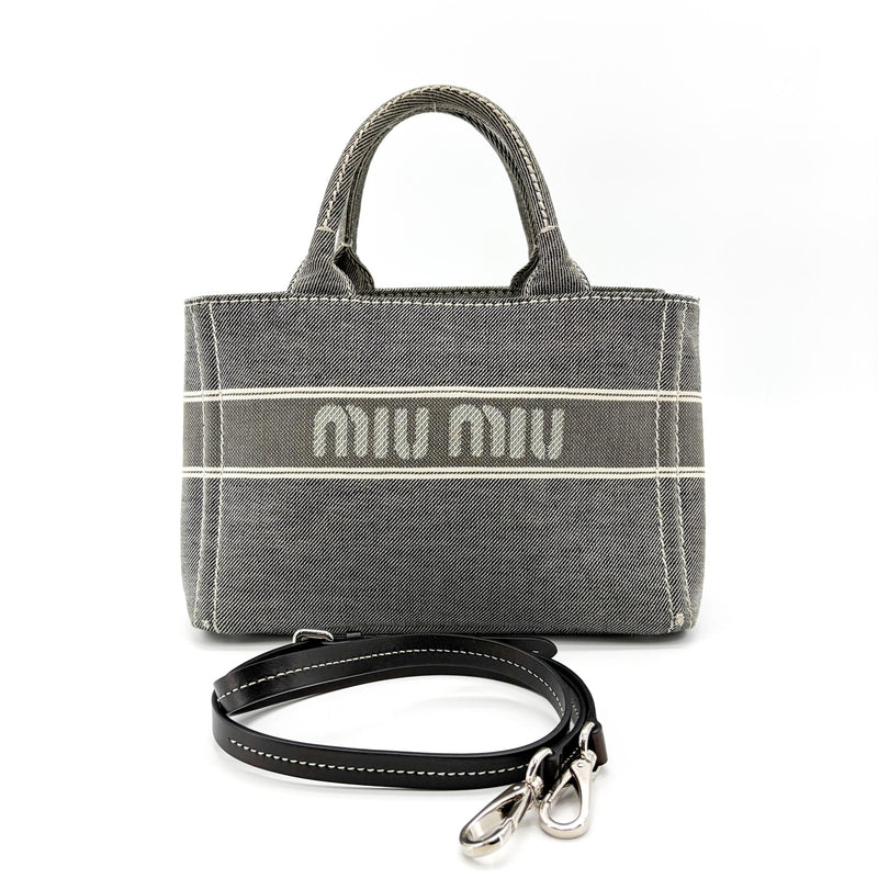 Miu Miu My Logo Leather Black Denim_jeans Bag