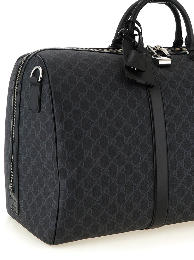 Gucci Duffel Bag — Black Gg Supreme Coated Microfiber