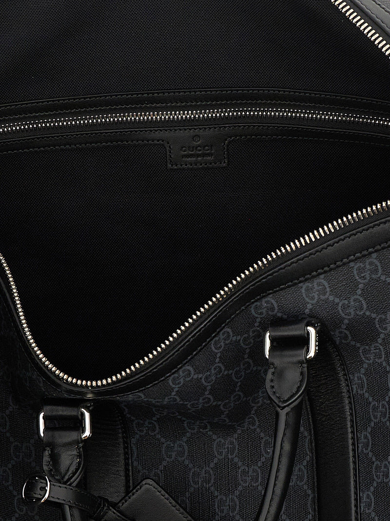 Gucci Duffel Bag — Black Gg Supreme Coated Microfiber