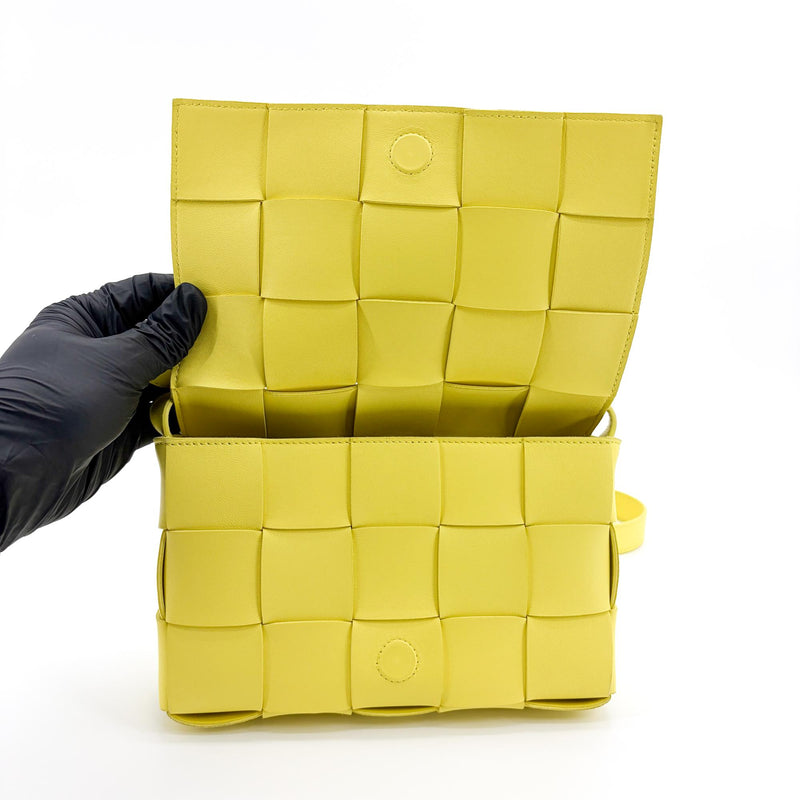 Bottega Veneta Cassette Crossbody Bag Maxi Intrecciato Leather Yellow