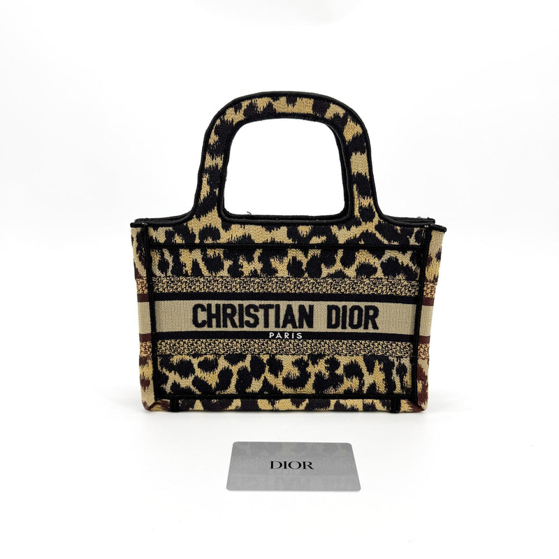 Christian Dior Book Mizza Embroidered Canvas Black Bag