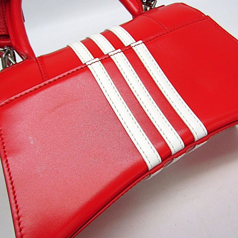 Balenciaga X Adidas Hourglass Top Handle Leather Red Bag
