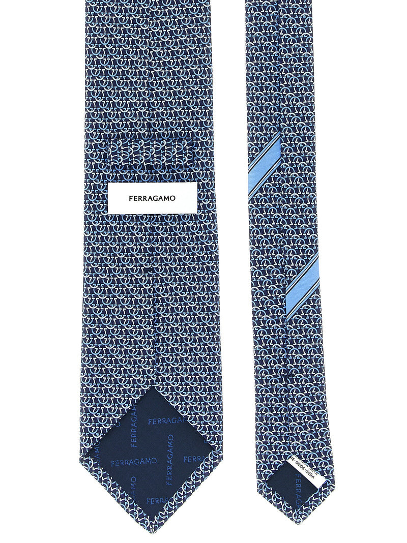 Ferragamo Necktie — Navy Pure Silk Neckties