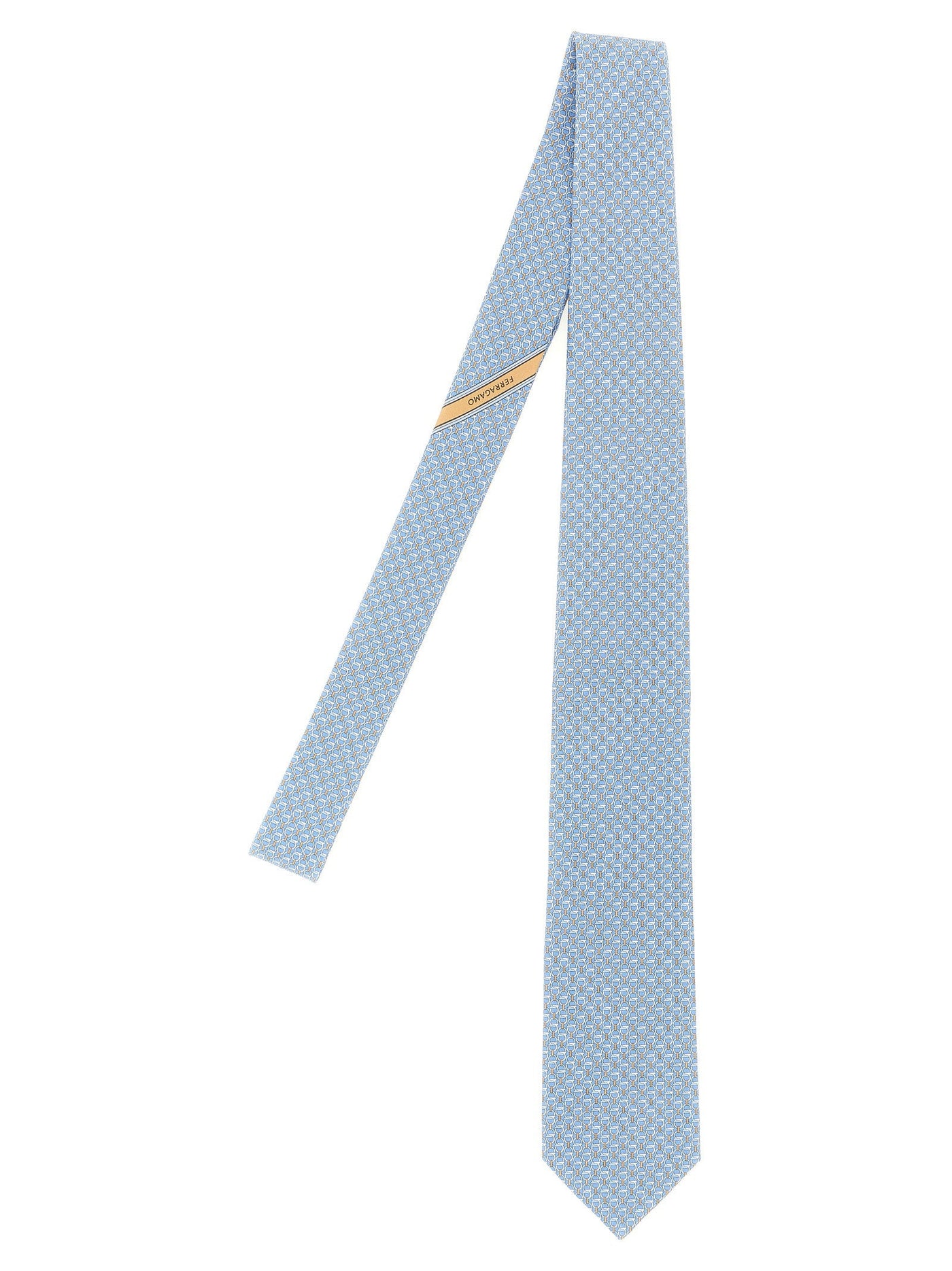 Ferragamo Woven Gancini Silk Necktie — Blue Pure Neckties
