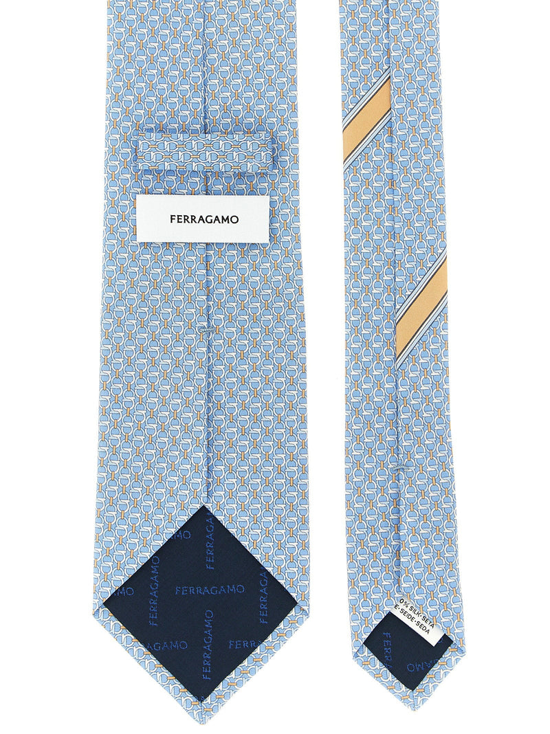Ferragamo Woven Gancini Silk Necktie — Blue Pure Neckties