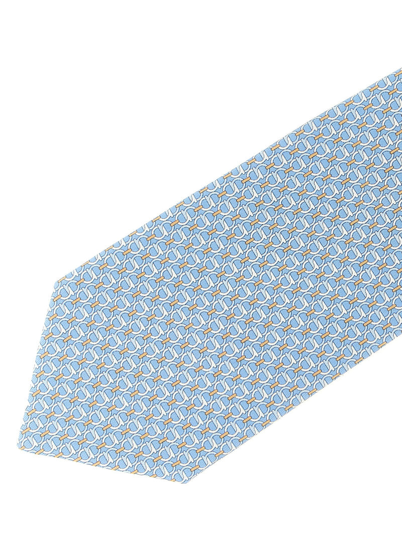 Ferragamo Woven Gancini Silk Necktie — Blue Pure Neckties