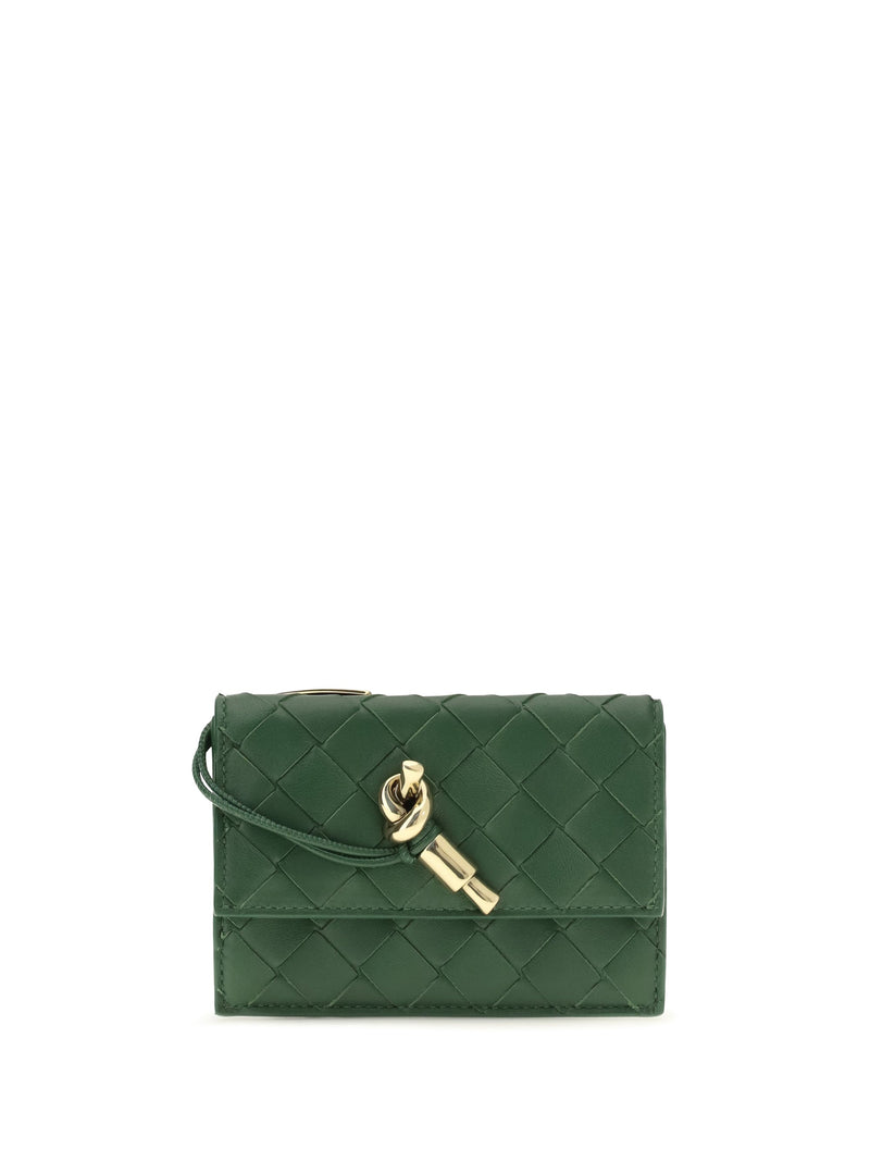 Bottega Veneta Knot Card Case — Green Lamb Leather Wallets & Purses