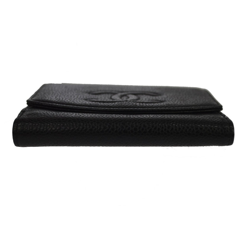Chanel Vintage Timeless Bifold Caviar Black Leather Accessory