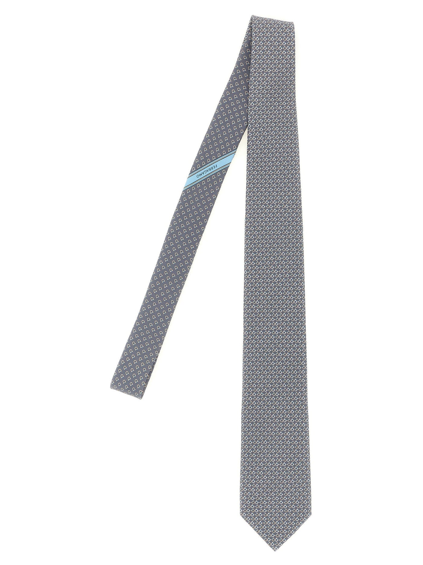 Ferragamo Chicca Necktie — Gray Pure Silk Neckties
