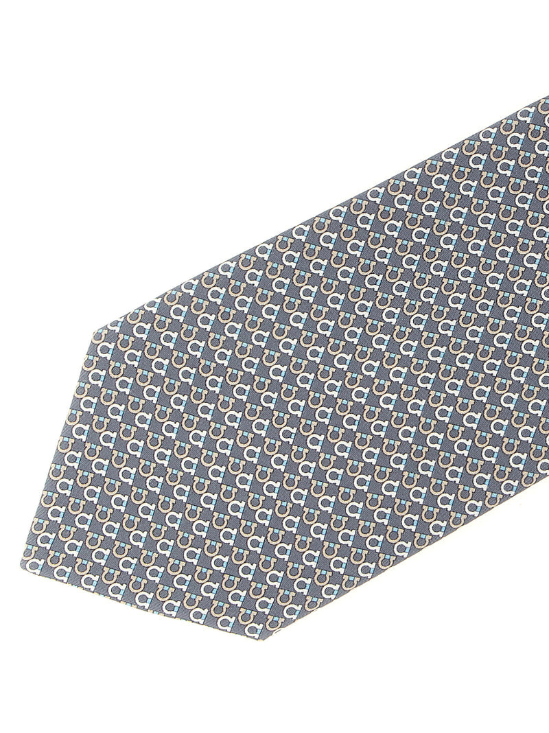Ferragamo Chicca Necktie — Gray Pure Silk Neckties