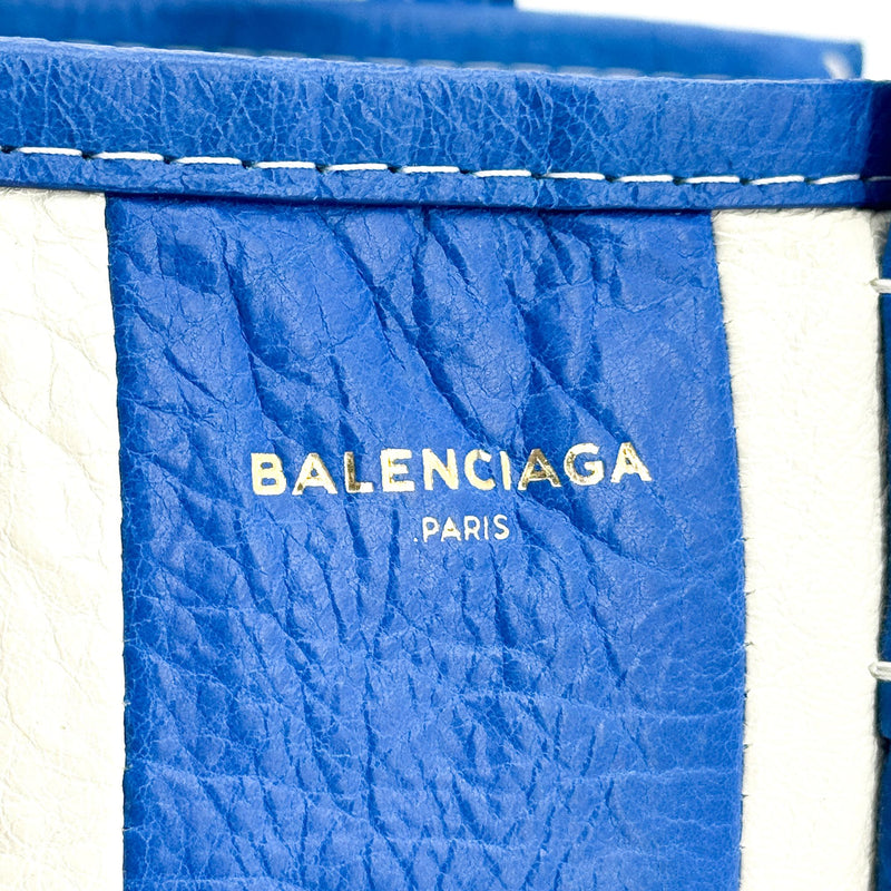 Balenciaga Bazar Striped Leather Blue Bag