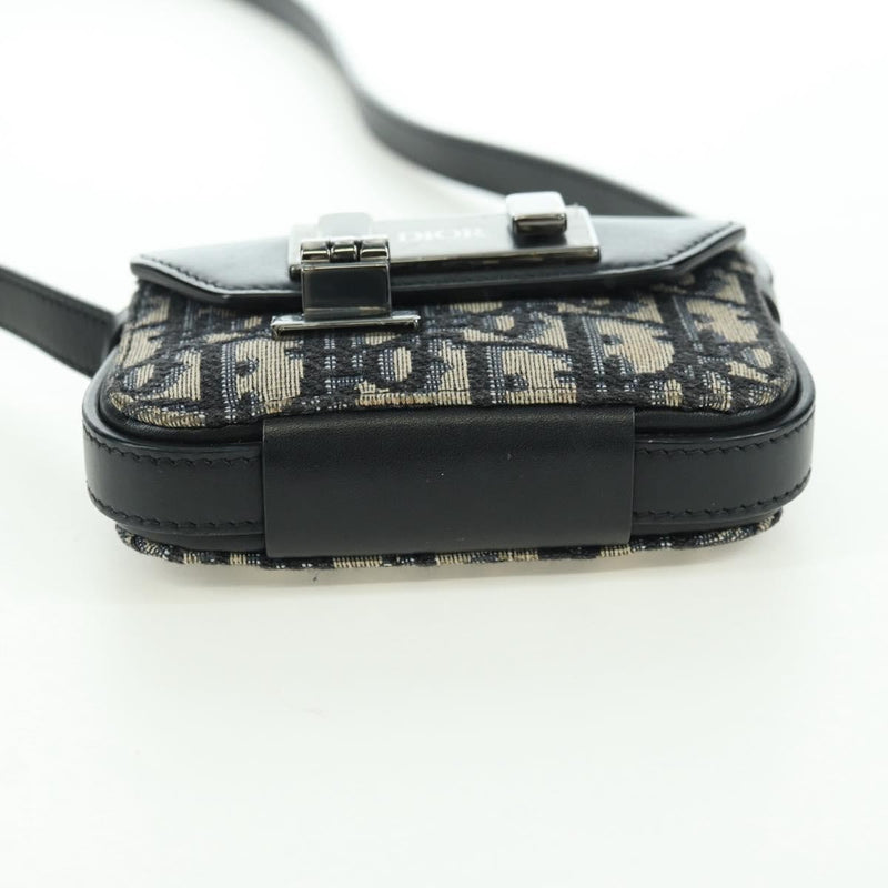 Christian Dior Clasp Lock Messenger Oblique Canvas And Leather Navy