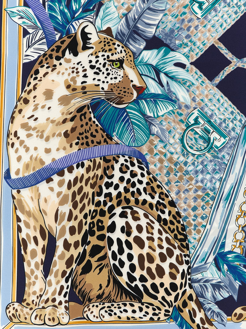 Ferragamo Felindra Scarf — Navy Pure Silk Scarfs