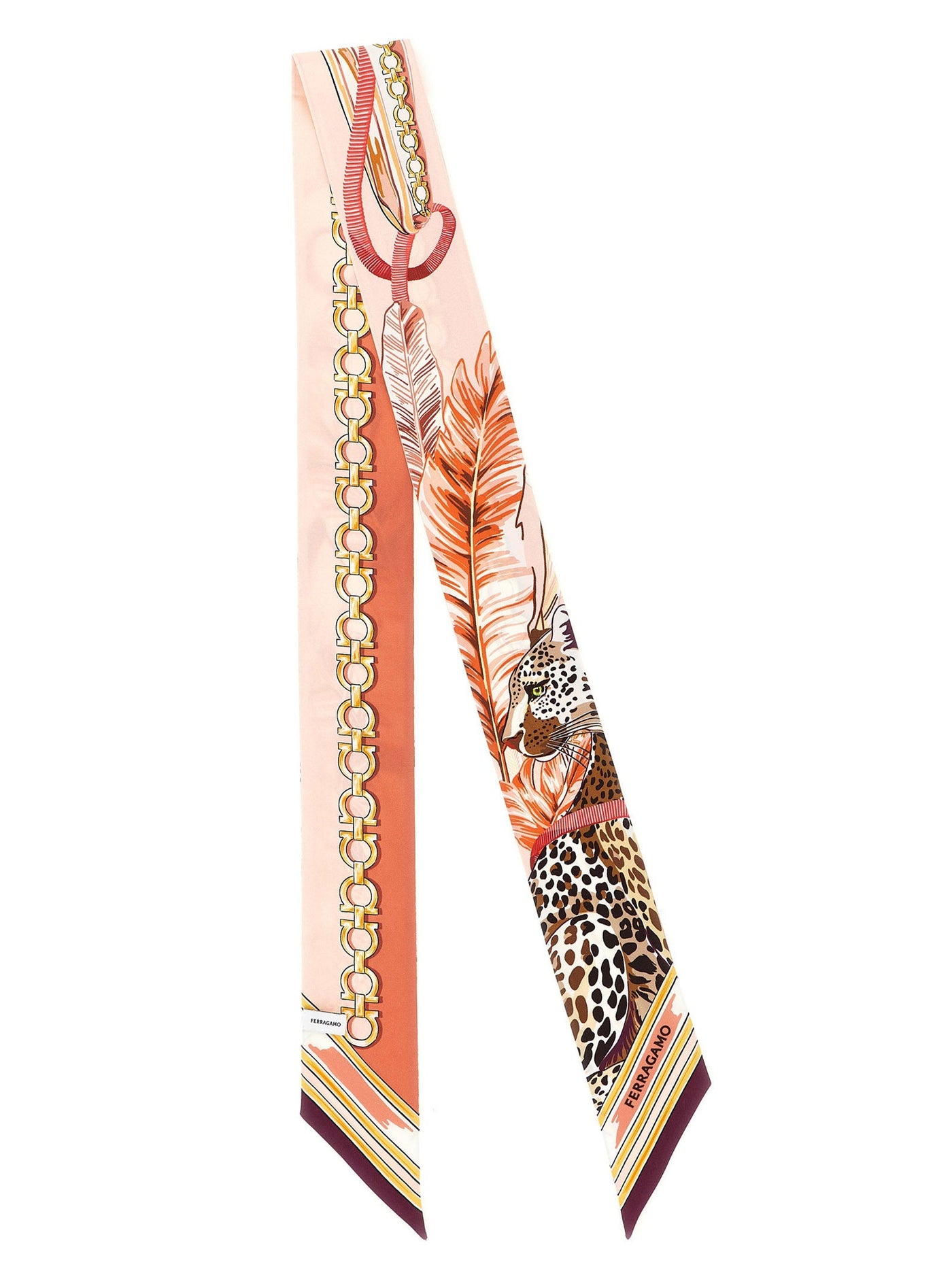 Ferragamo Double-Sided Silk Bandeau Scarf — Pink Pure Scarfs
