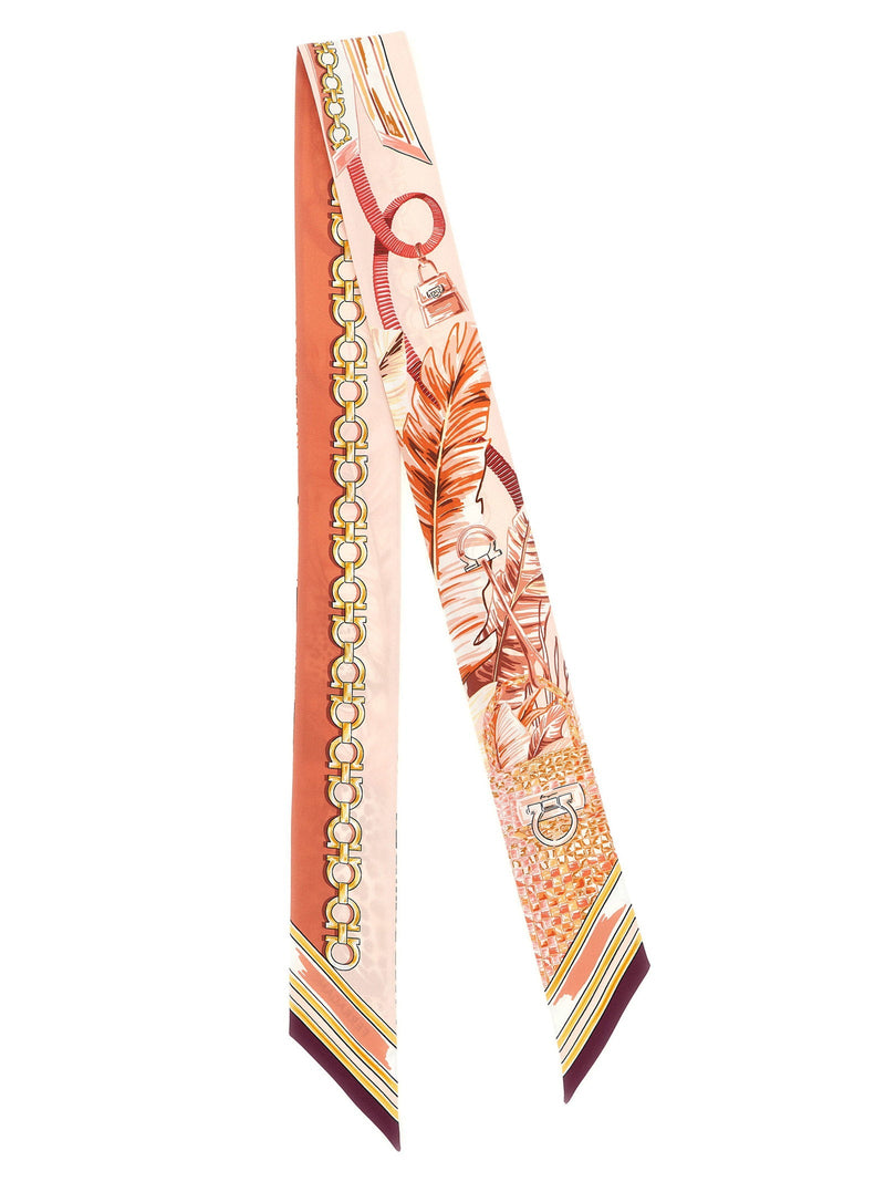 Ferragamo Double-Sided Silk Bandeau Scarf — Pink Pure Scarfs