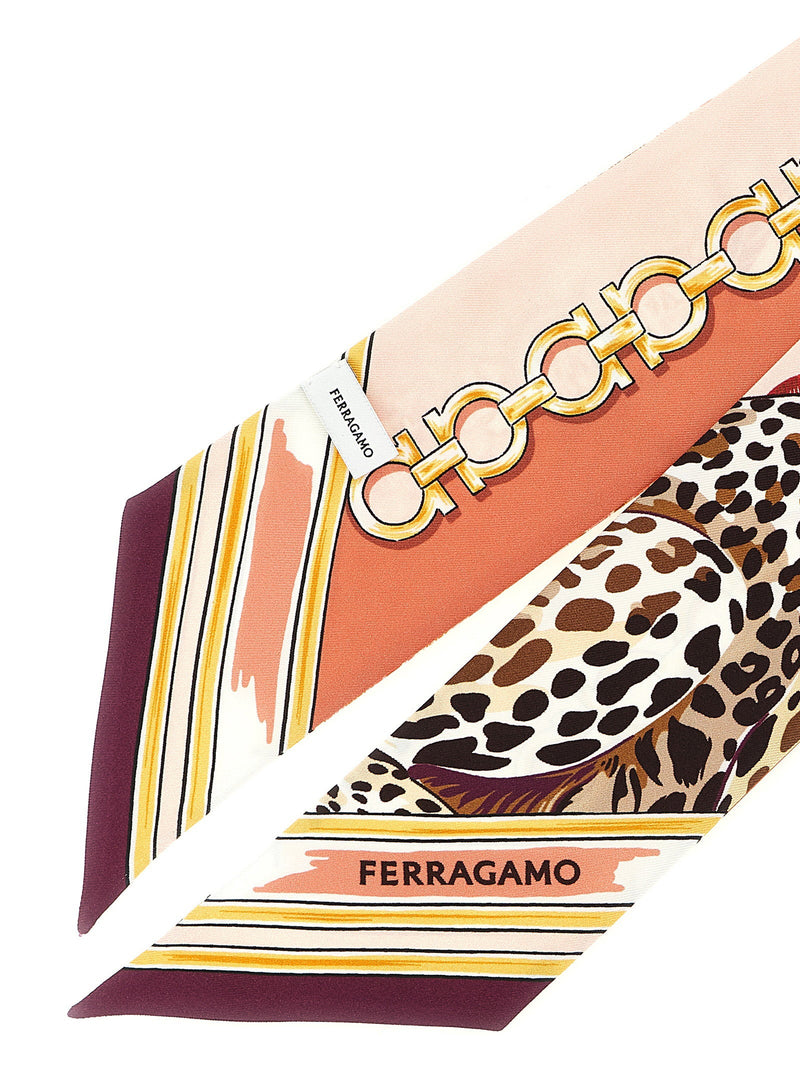 Ferragamo Double-Sided Silk Bandeau Scarf — Pink Pure Scarfs