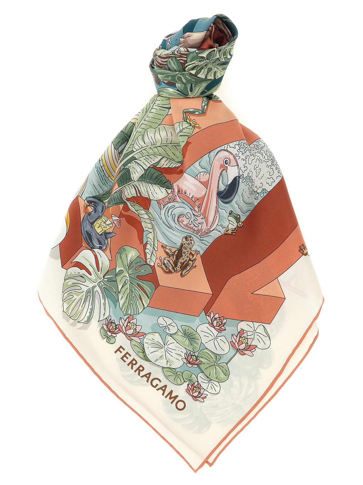 Ferragamo Scarf — Coral Silk Scarfs