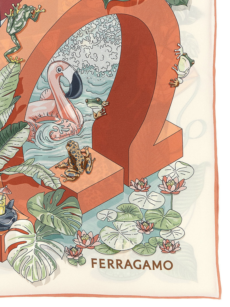 Ferragamo Scarf — Coral Silk Scarfs