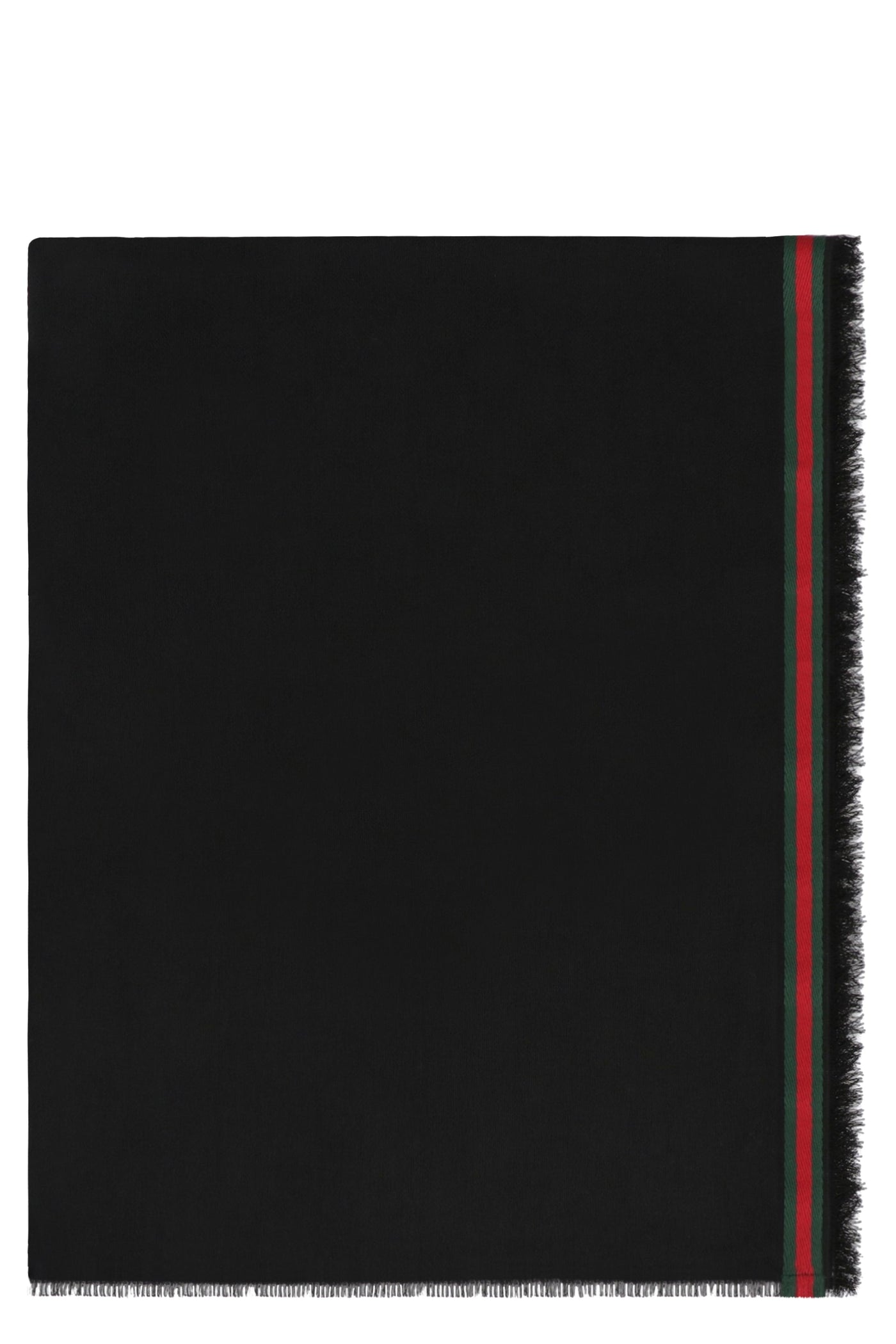 Gucci Silk-Cotton Fringed Scarf — Black Scarfs