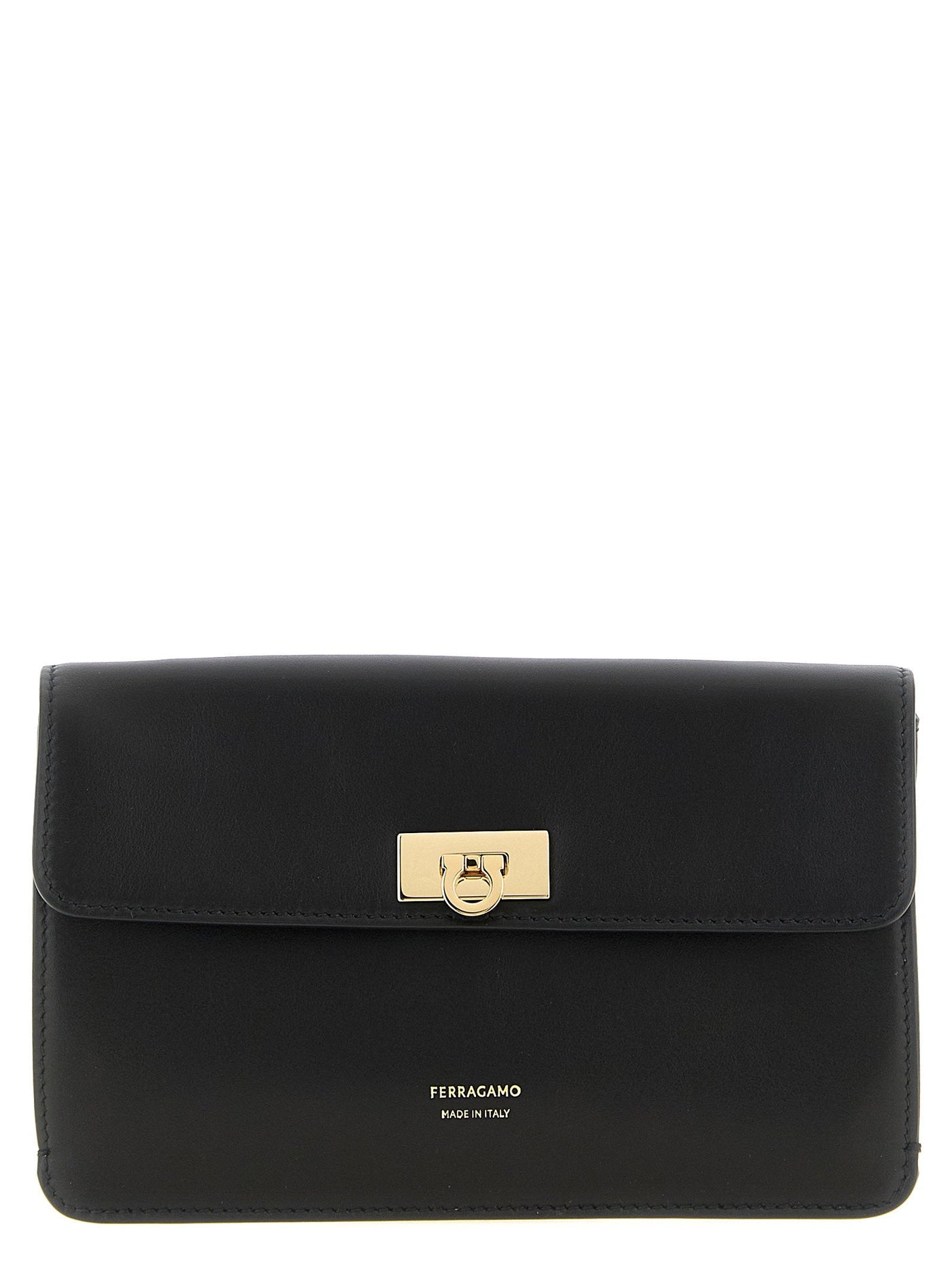Ferragamo Harley Clutch — Black Calf Leather