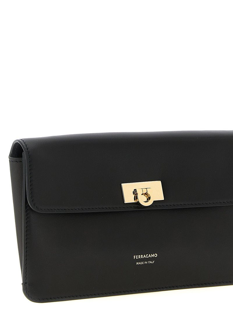 Ferragamo Harley Clutch — Black Calf Leather