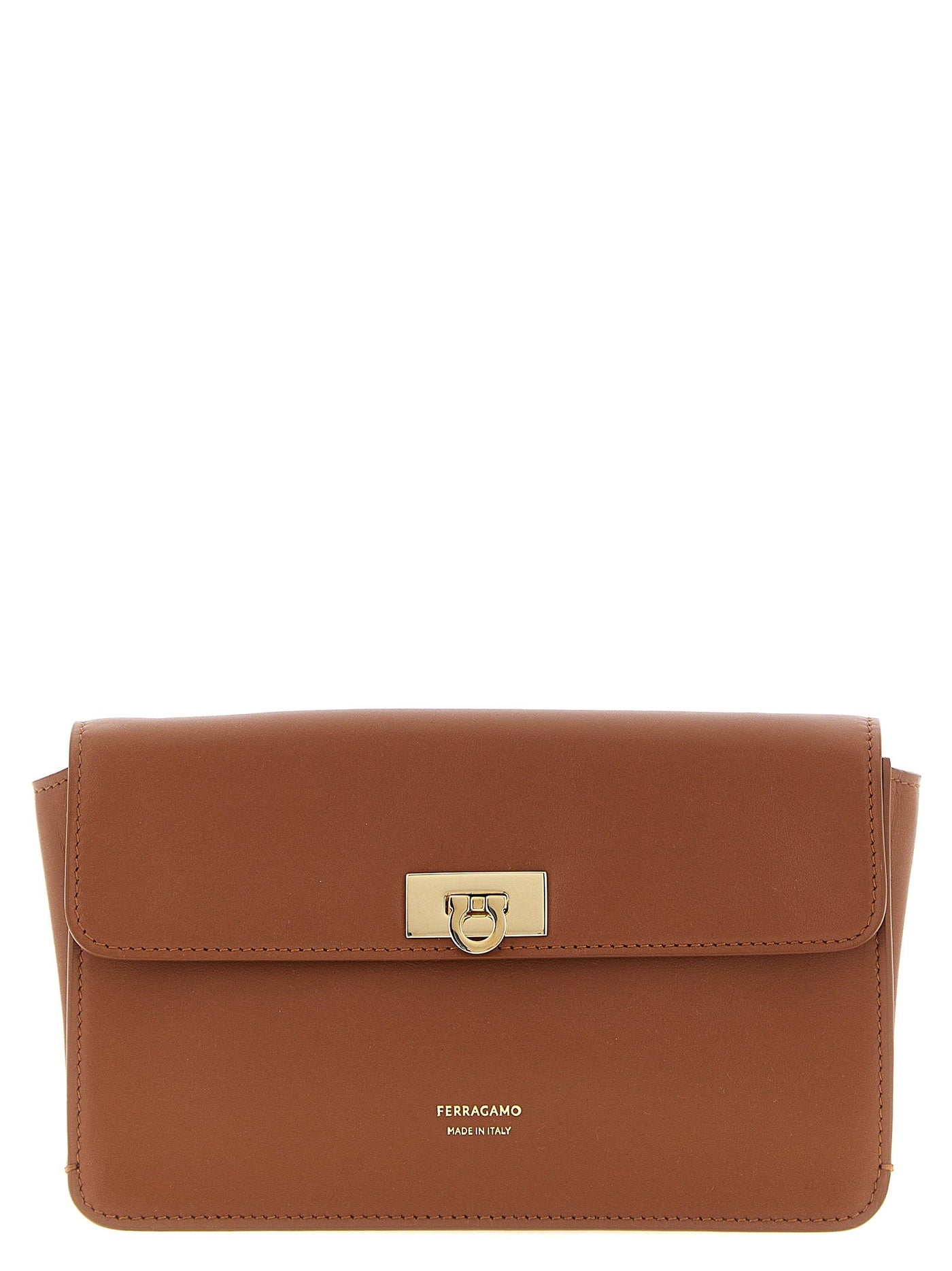 Ferragamo Harley Clutch — Cognac Smooth Calf Leather