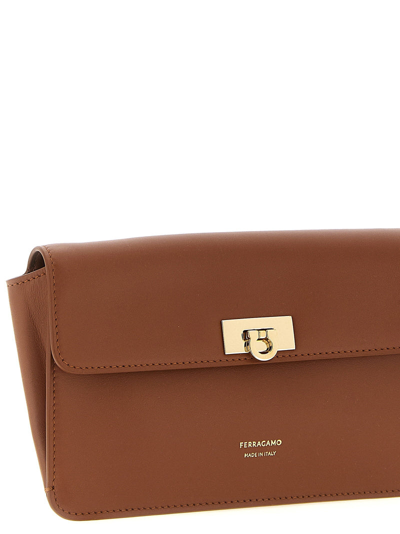 Ferragamo Harley Clutch — Cognac Smooth Calf Leather