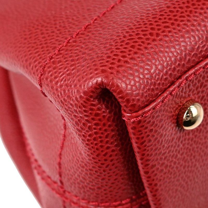 Chanel Vintage Logo Caviar Red Leather Bag