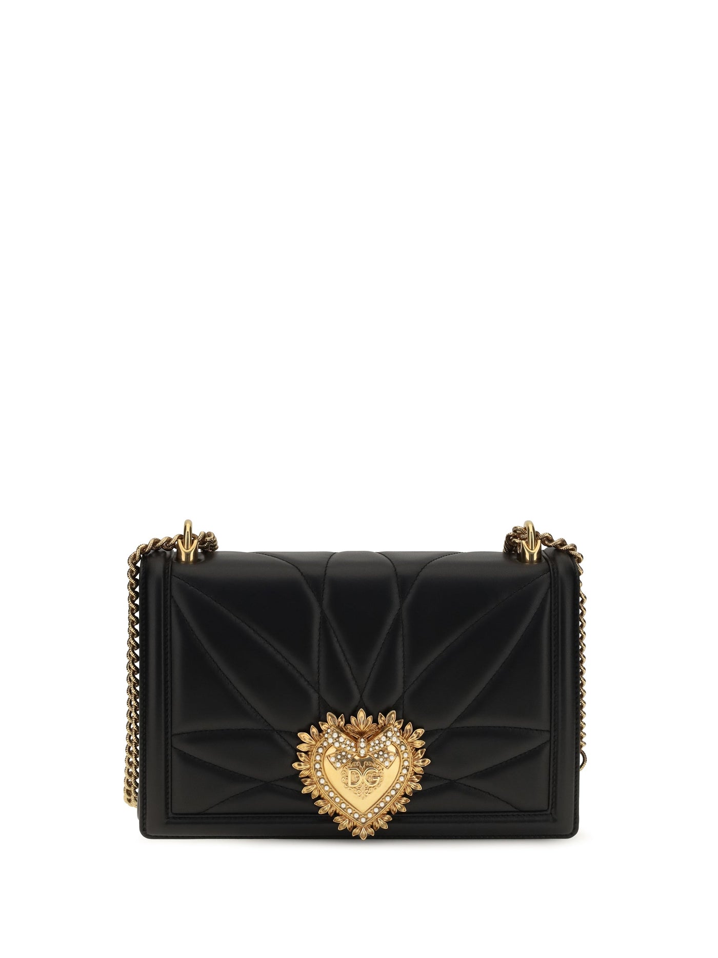 Dolce & Gabbana Devotion Shoulder Bag — Black Lamb Ovis Aries