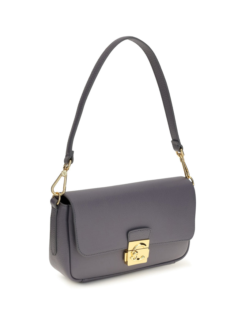Coccinelle C-Me Lock Shoulder Bag — Gray Calf Leather (bos Taurus)