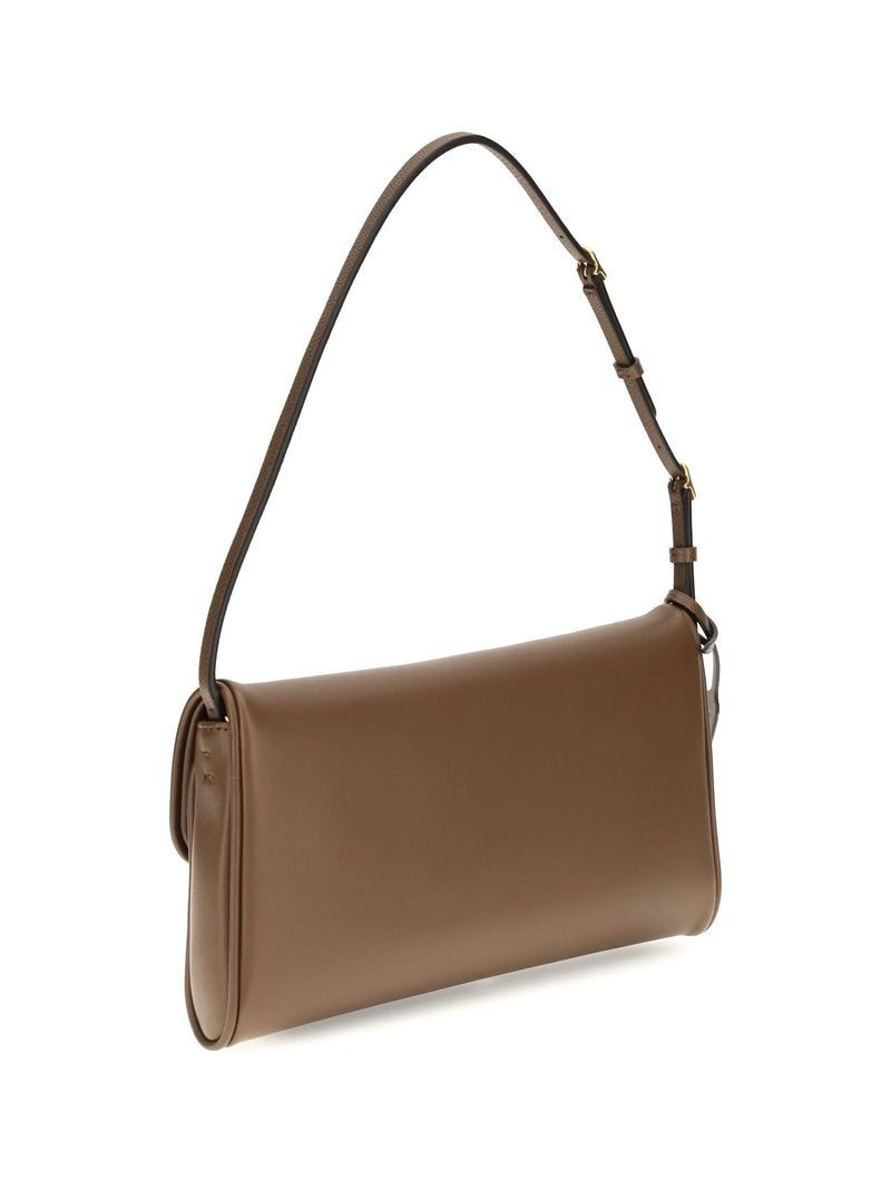 Valentino Garavani Devain Shoulder Bag — Brown Calf Leather Bos Taurus